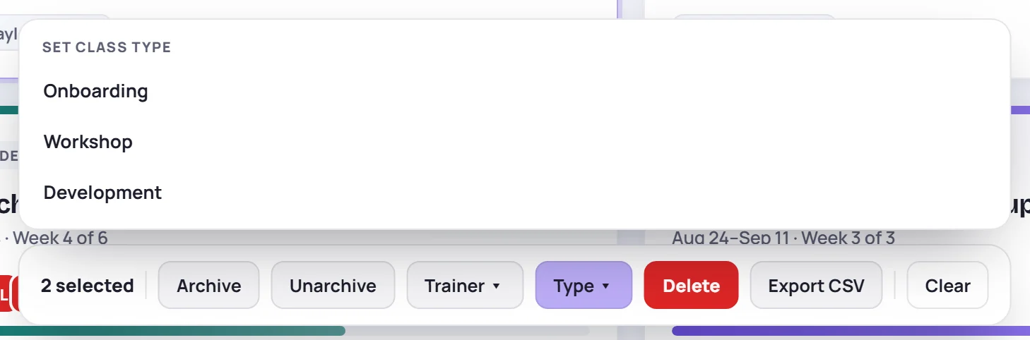 The Type picker above the action bar
