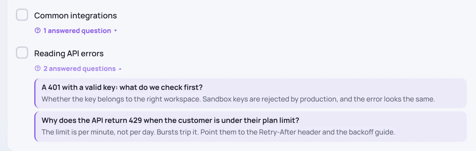 Today's topics with Reading API errors open: two answered questions and their answers